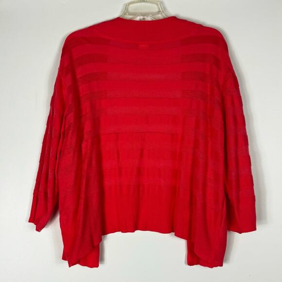 Faded Glory Womens Cardigan Chunky Stripe Lightweight Orange Coral Pink 2X - Picture 2 of 8
